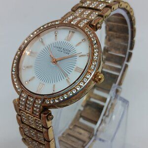 Anne Klein 12/2286 Women's 34mm Rose Gold Tone MOP Dial Crystal Accent Watch